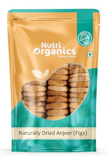 Nutri Organics Dry Fruits Afghani Dried Anjeer Figs Anjir 1 kg - Ziplock Pouch (Vacuum Packed For Extra Freshness)