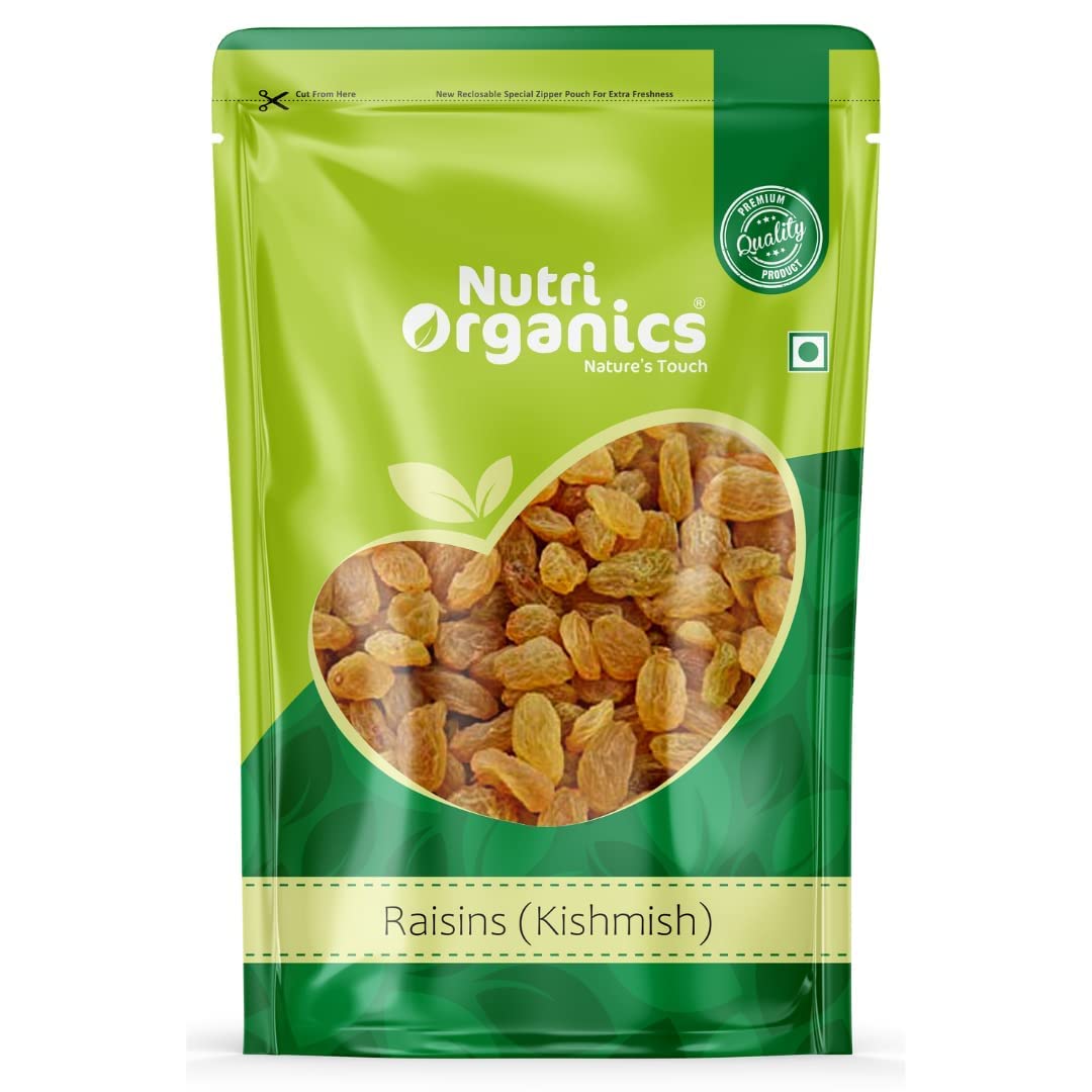 Nutri Organics Dry Fruits Premium Seedless Kismish Green Raisins 200 gm Dry Grapes Kishmish - Ziplock Pouch